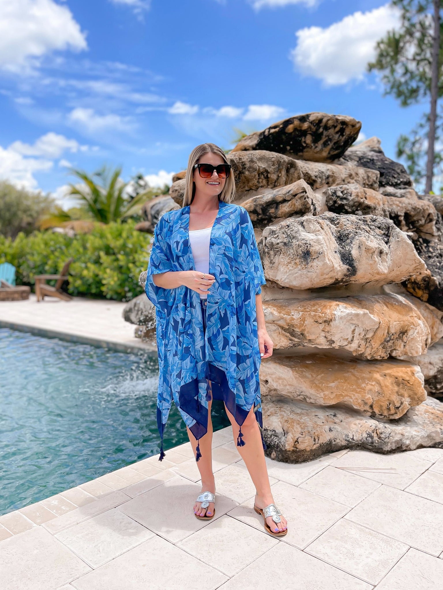 Palm Leaf Print Kimono
