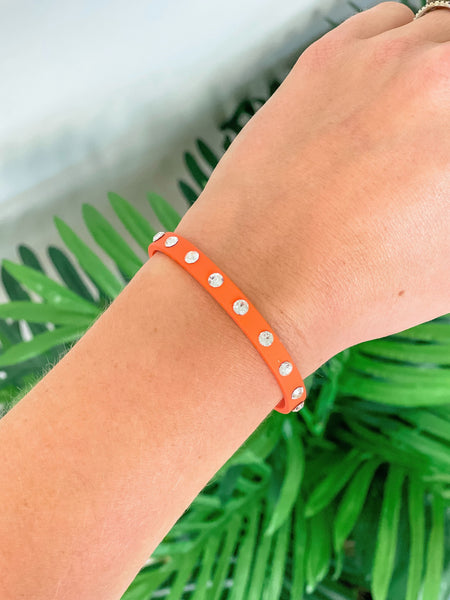 Neon Crystal-Studded Cuff Bracelets