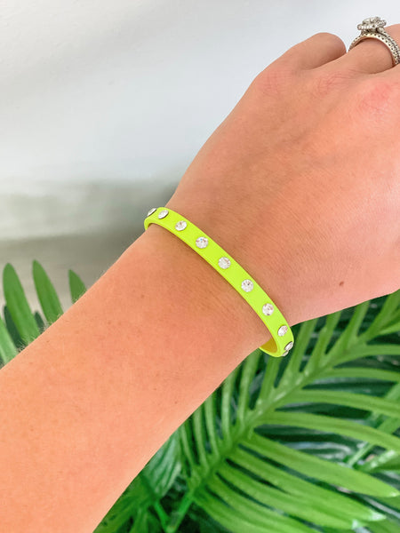 Neon Crystal-Studded Cuff Bracelets