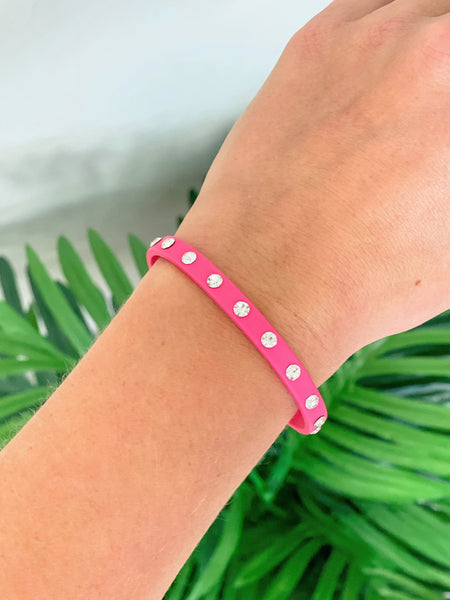 Neon Crystal-Studded Cuff Bracelets