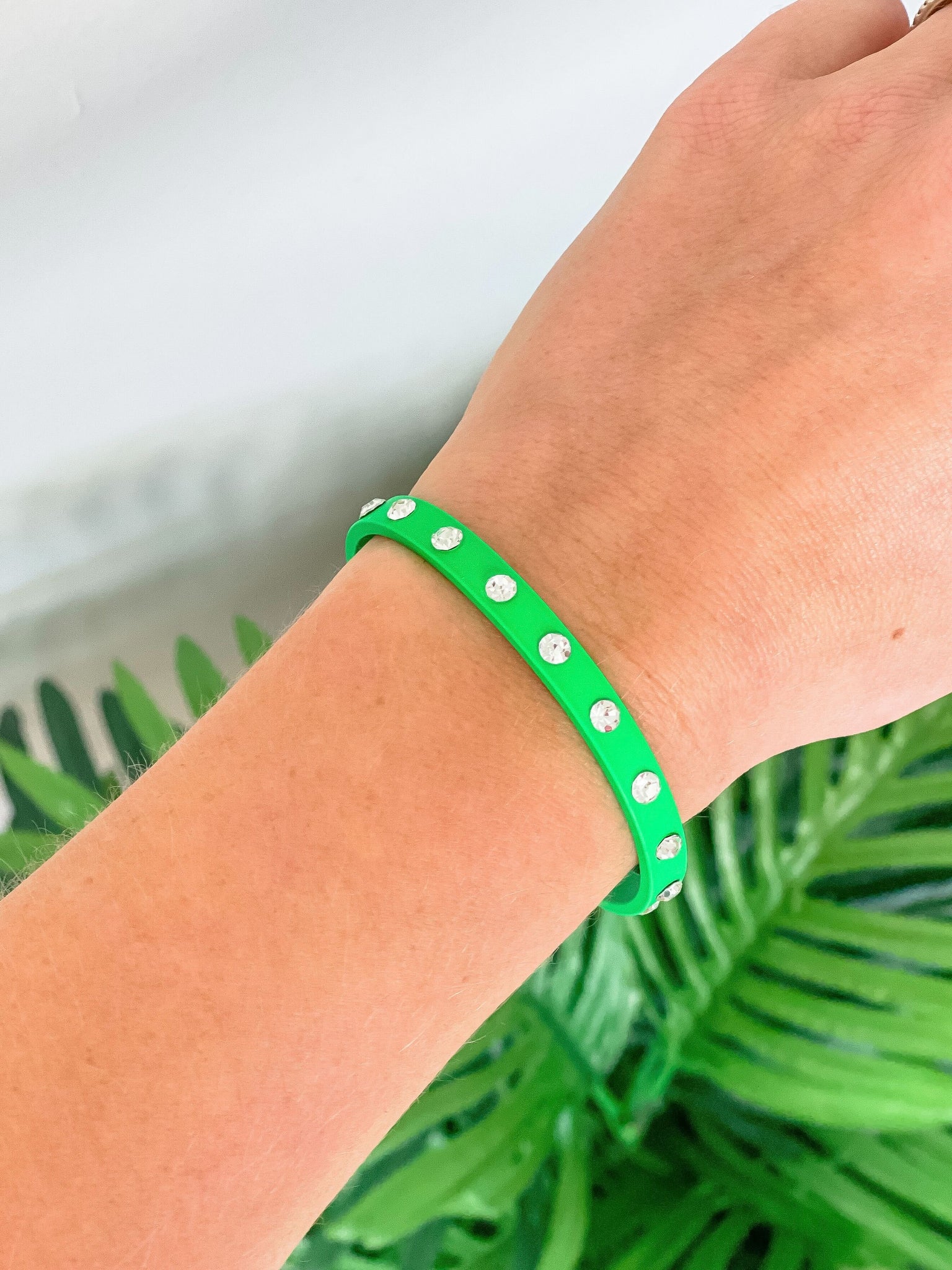Neon Crystal-Studded Cuff Bracelets