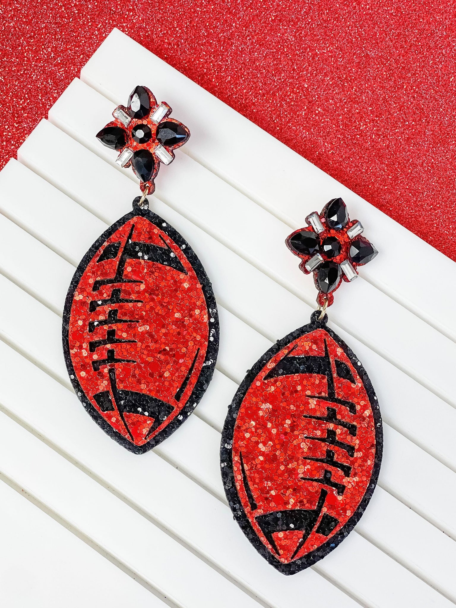 Glitter Football Dangle Earrings