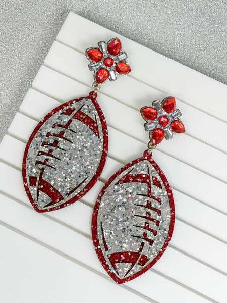 Glitter Football Dangle Earrings