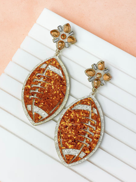 Glitter Football Dangle Earrings