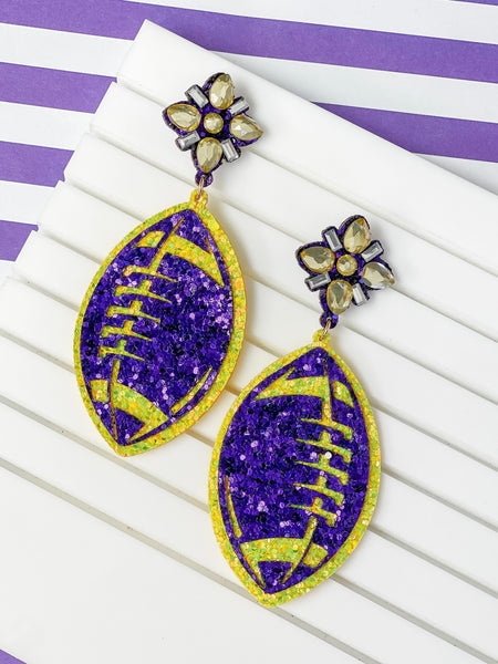 Glitter Football Dangle Earrings