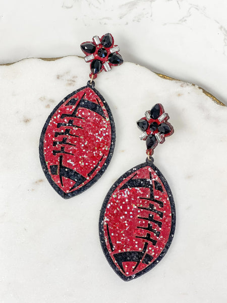 Glitter Football Dangle Earrings