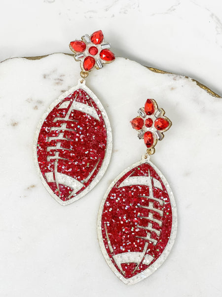 Glitter Football Dangle Earrings