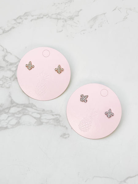 Cubic Zirconia Fleur De Lis Stud Earrings