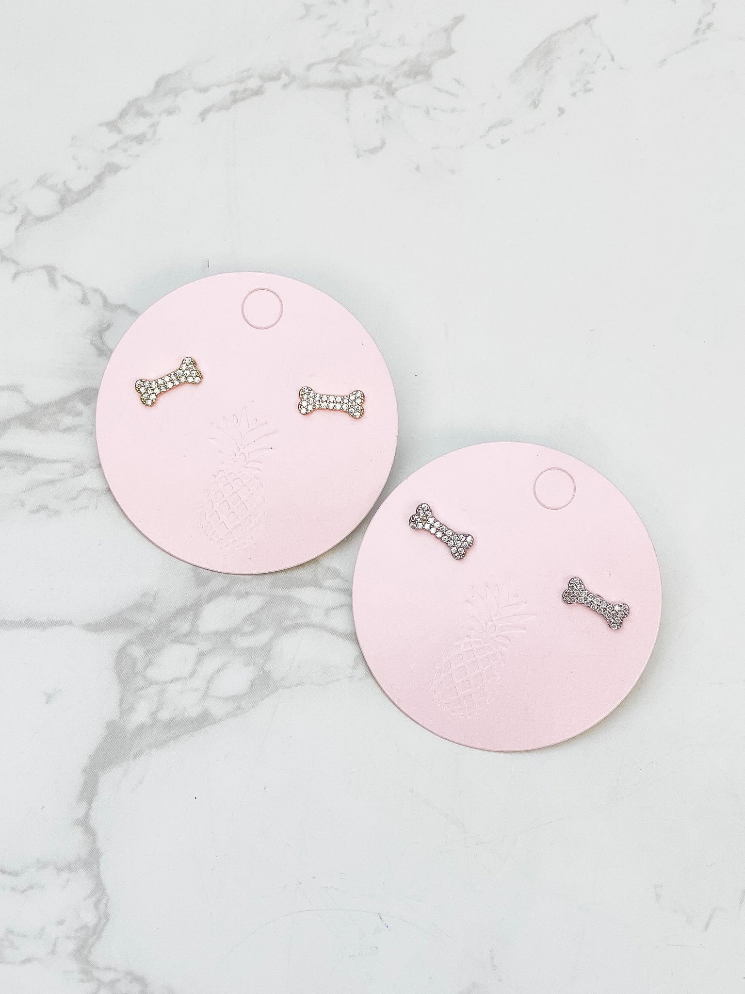 Glitzy Dog Bone Stud Earrings