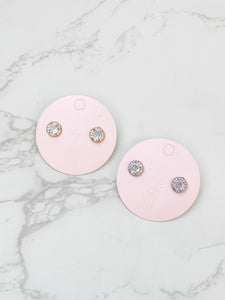 Glitzy Halo Circle Stud Earrings