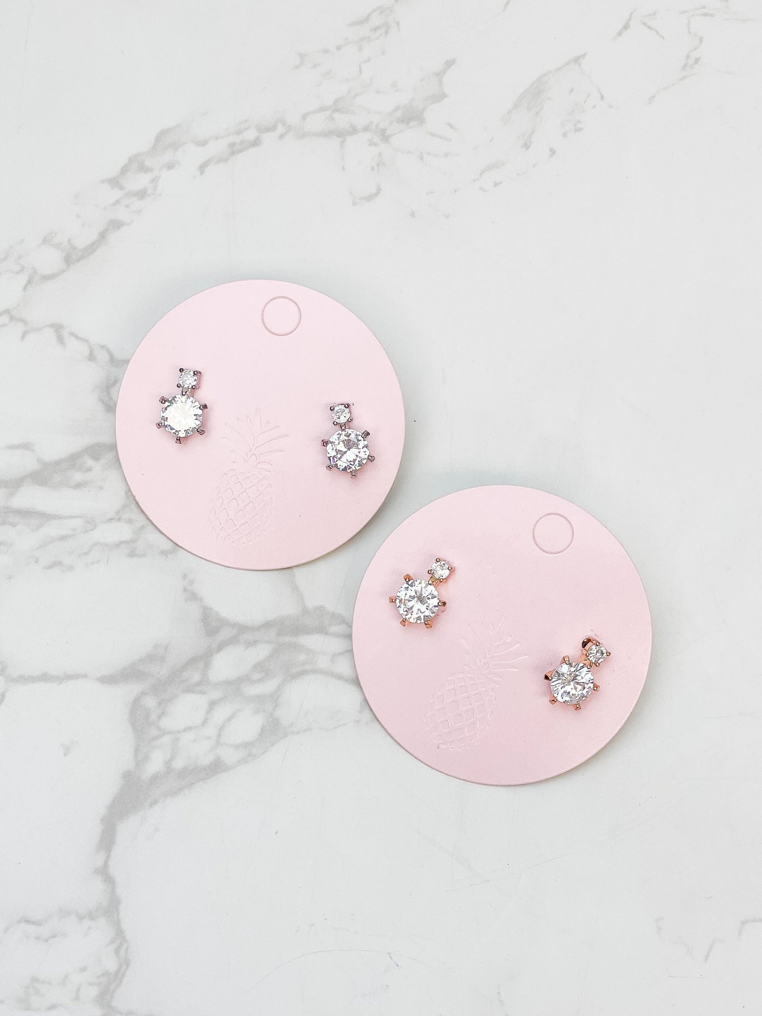 Cubic Zirconia Solitaire Stud Earrings