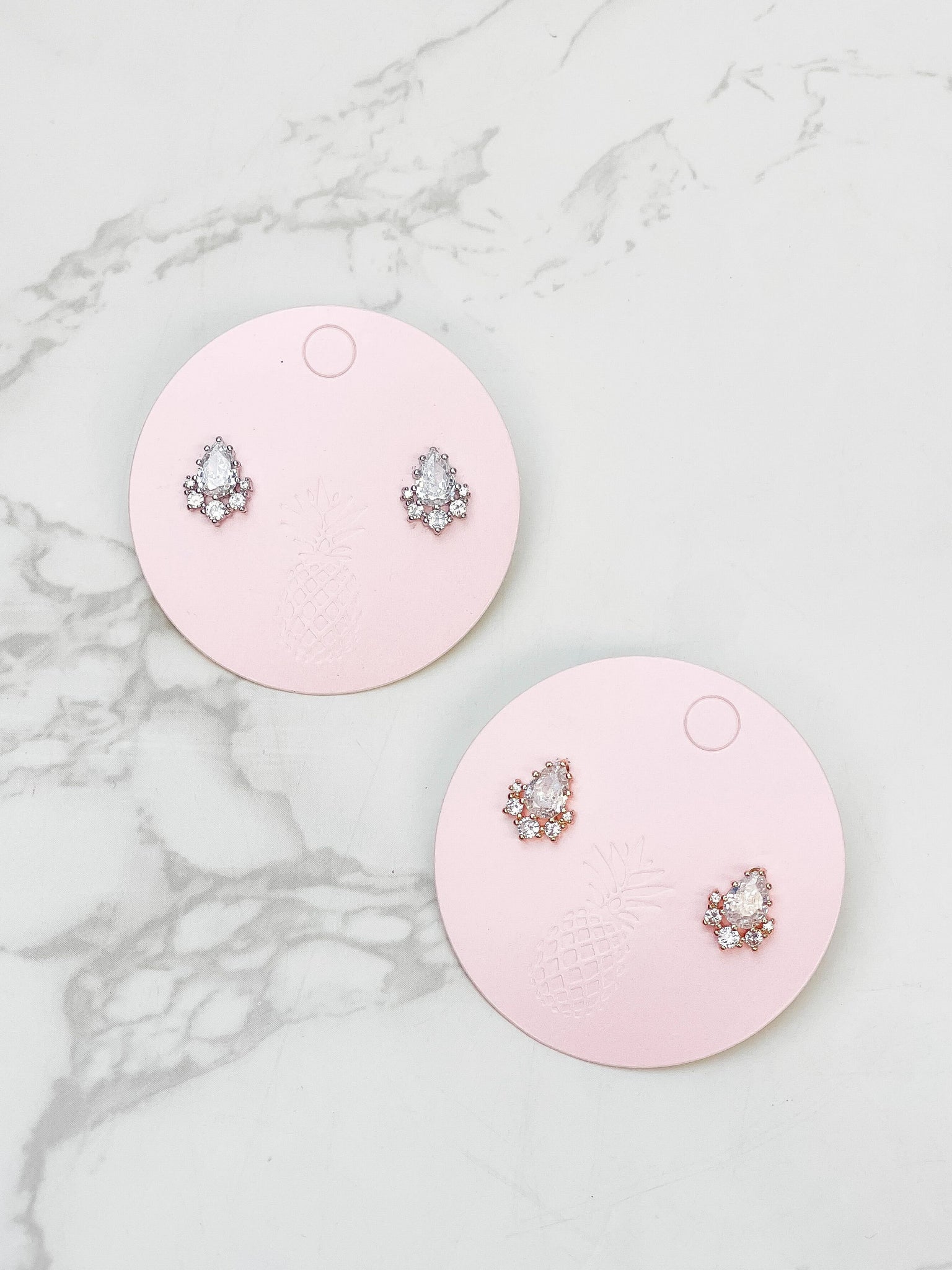 Cubic Zirconia Pear Cluster Stud Earrings