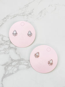 Cubic Zirconia Pear Cluster Stud Earrings