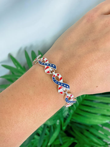 Patriotic Ribbon Magnetic Bracelet
