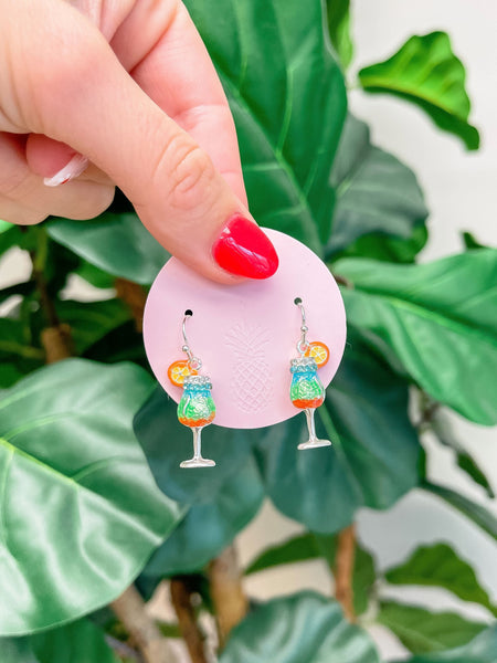 Enamel Tropical Drink Dangle Earrings