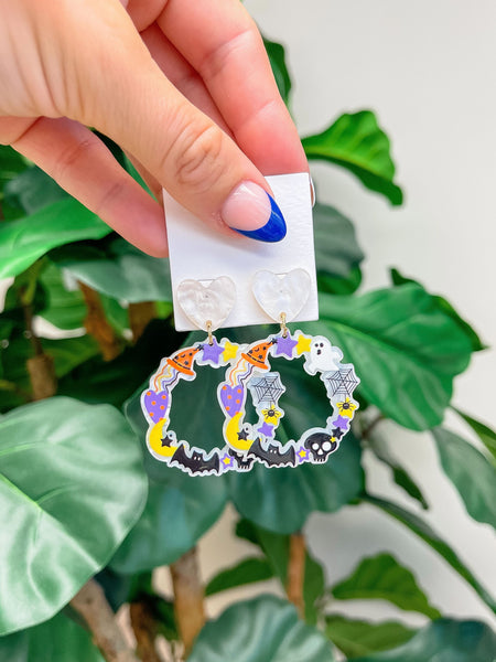 Halloween Icon Dangle Hoop Earrings