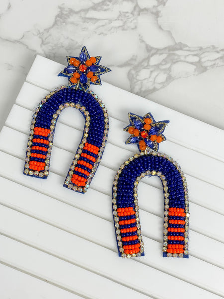 Game Day Beaded Arch Dangle Earrings