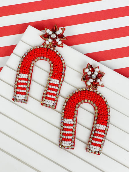 Game Day Beaded Arch Dangle Earrings