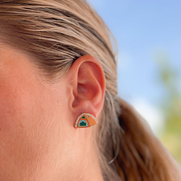 Camping Tent Enamel Stud Earrings