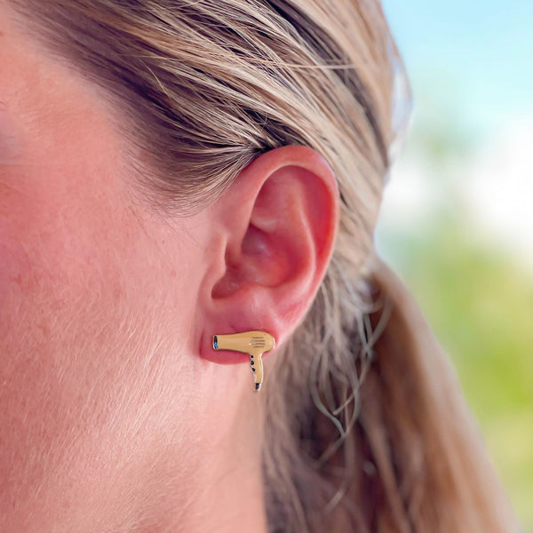 Hair Blow Dryer Signature Enamel Stud Earrings