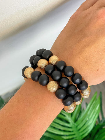 Gold & Color Bead Bracelet Stacks