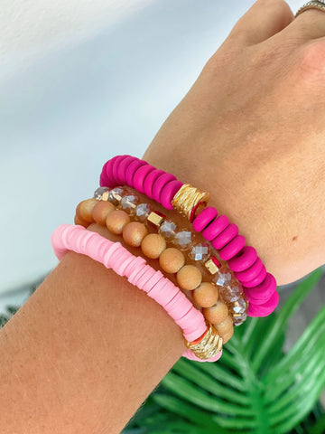 Color & Crystal Beaded Stretch Bracelet Stacks