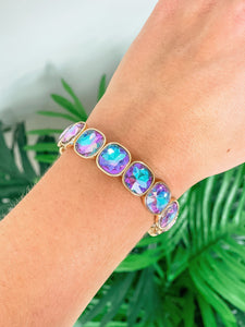 Iridescent Glass Stretch Bracelet - Mermaid Multi