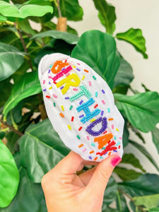'It's My Birthday' Beaded Headband - White