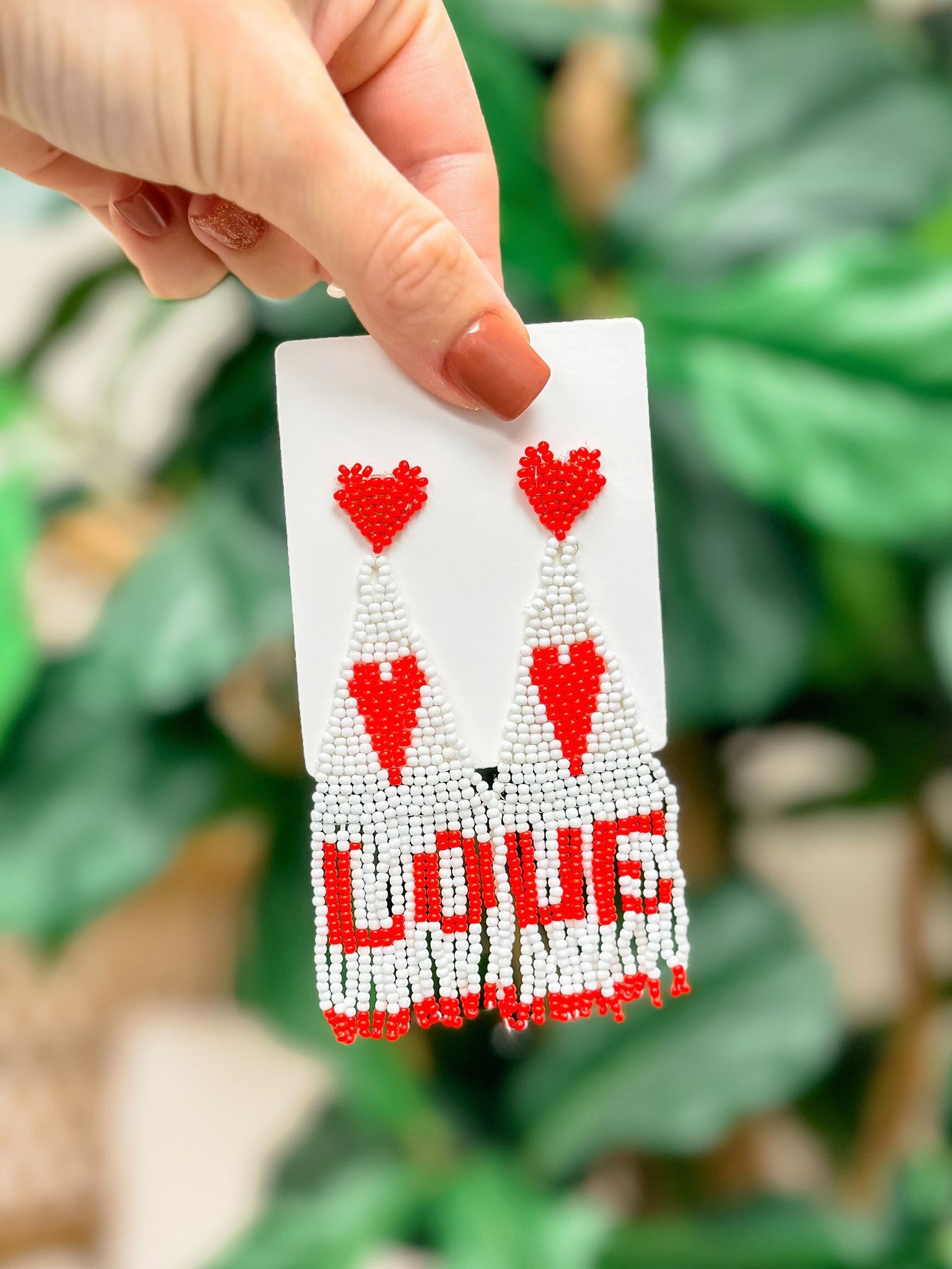 'LOVE' Fringe Dangle Earrings
