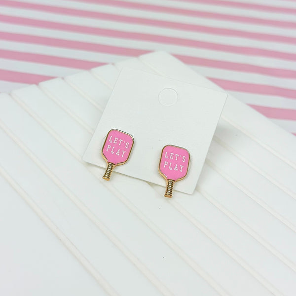 Enamel Pickleball Stud Earrings