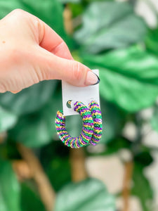 Mardi Gras Bold Sequin Hoop Earrings