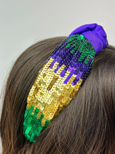 Mardi Gras Color Block Sequin Embellished Headband