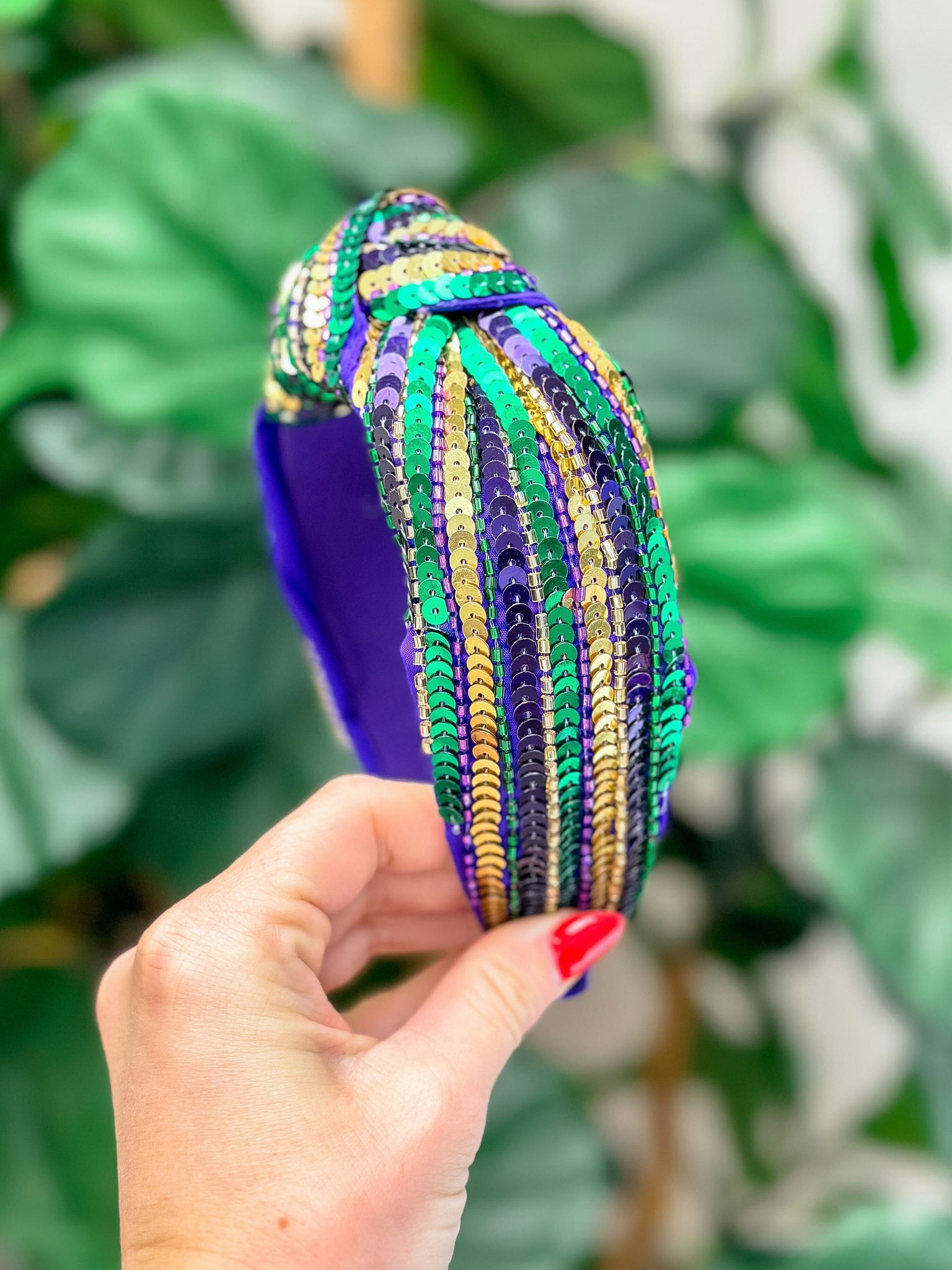 Mardi Gras Striped Sequin Embellished Headband