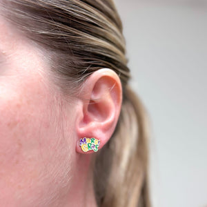 'Mardi Gras' Enamel Stud Earrings