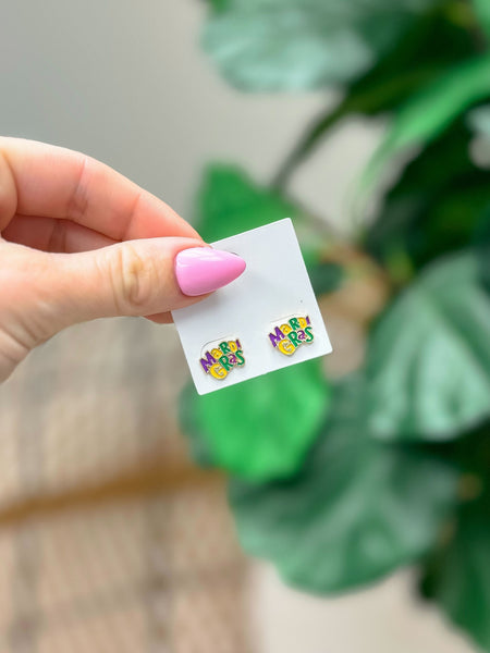 'Mardi Gras' Enamel Stud Earrings