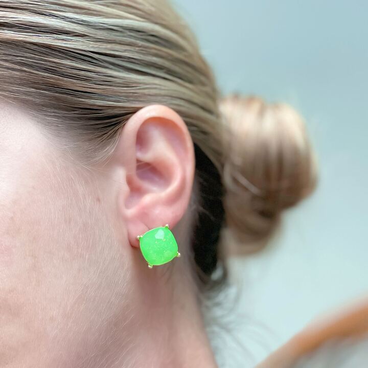 Neon Glittery Glass Crystal Post Earrings