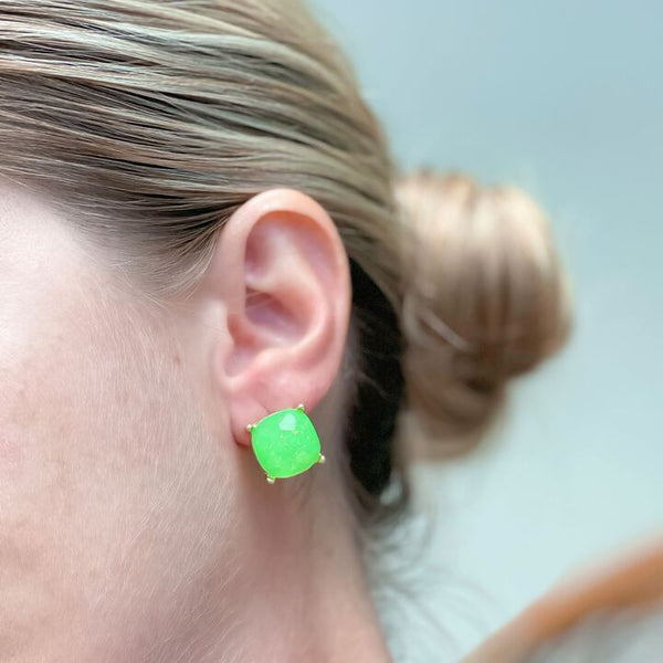Neon Glittery Glass Crystal Post Earrings