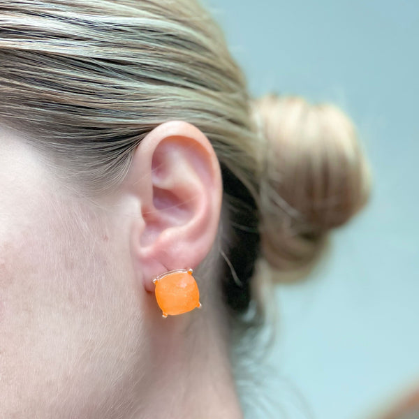 Neon Glittery Glass Crystal Post Earrings