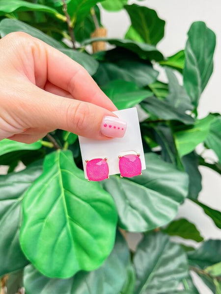 Neon Glittery Glass Crystal Post Earrings