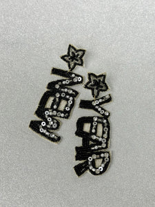 'New Year' Festive Beaded Dangle Earrings - Silver