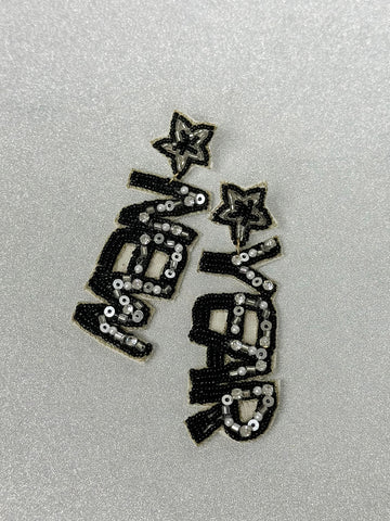 'New Year' Festive Beaded Dangle Earrings - Silver