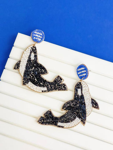 Orca Beaded Dangle Earrings