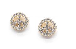 Cubic Zirconia Peace Sign Stud Earrings