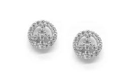 Cubic Zirconia Peace Sign Stud Earrings