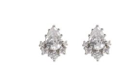 Cubic Zirconia Pear Cluster Stud Earrings