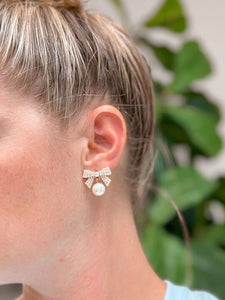 Pearl Bow Post Earrings