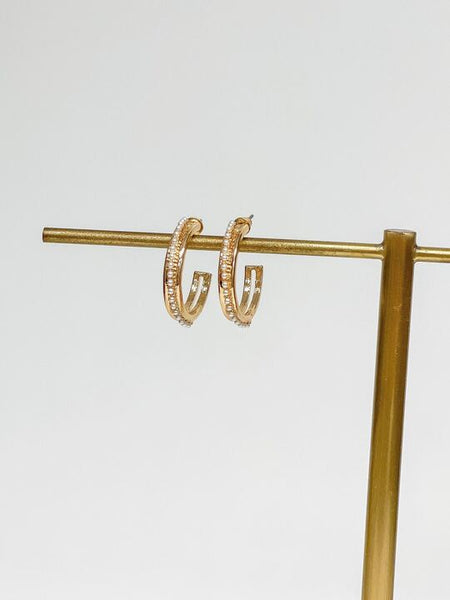 Pearl Lined Shiny Hoop Earrings