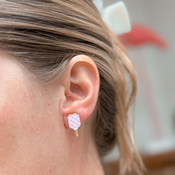 Enamel Pickleball Stud Earrings