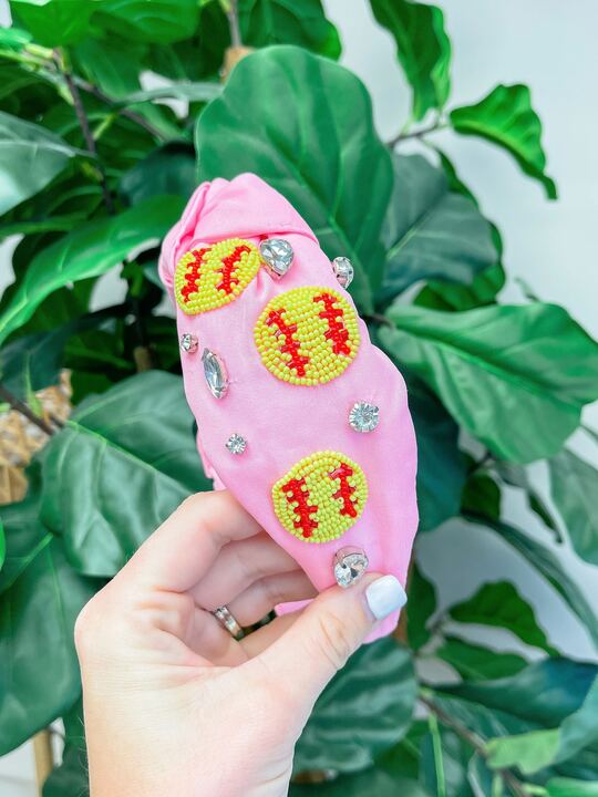 Beaded Softball Embellished Headband