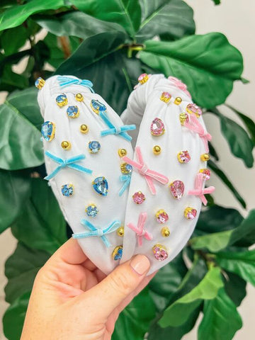 Ribbon & Jewel Top Knot Headbands
